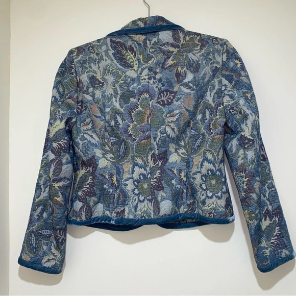 Women’s Vintage Victorian Floral Talbots brand Blazer Jacket blue Velvet size  2 - Picture 10 of 13